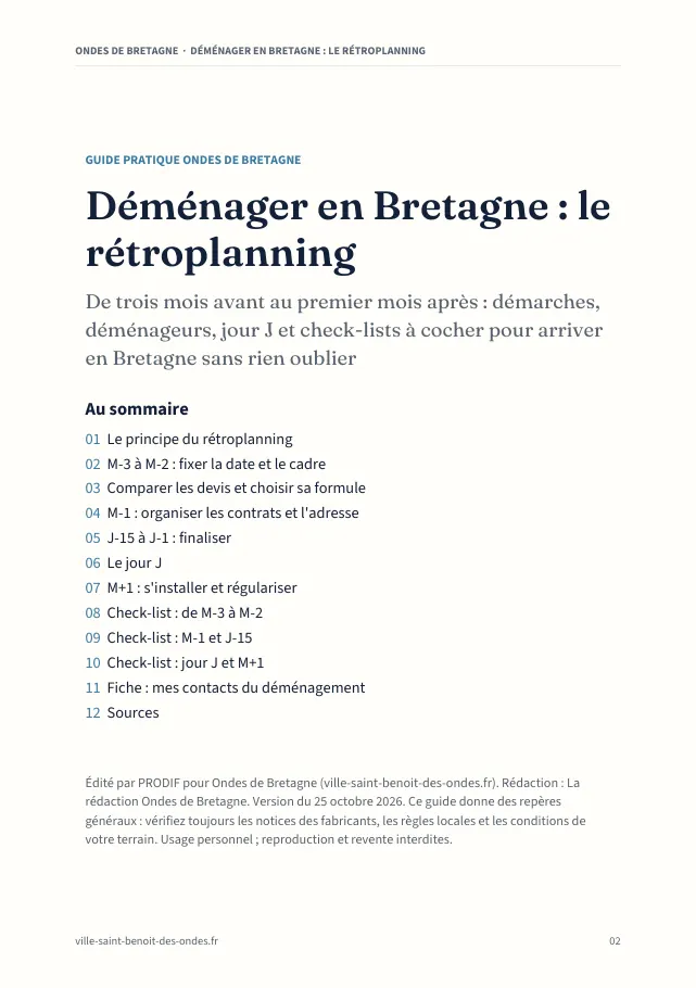 Aperçu de la page 2 de l'ebook Déménager en Bretagne : le rétroplanning