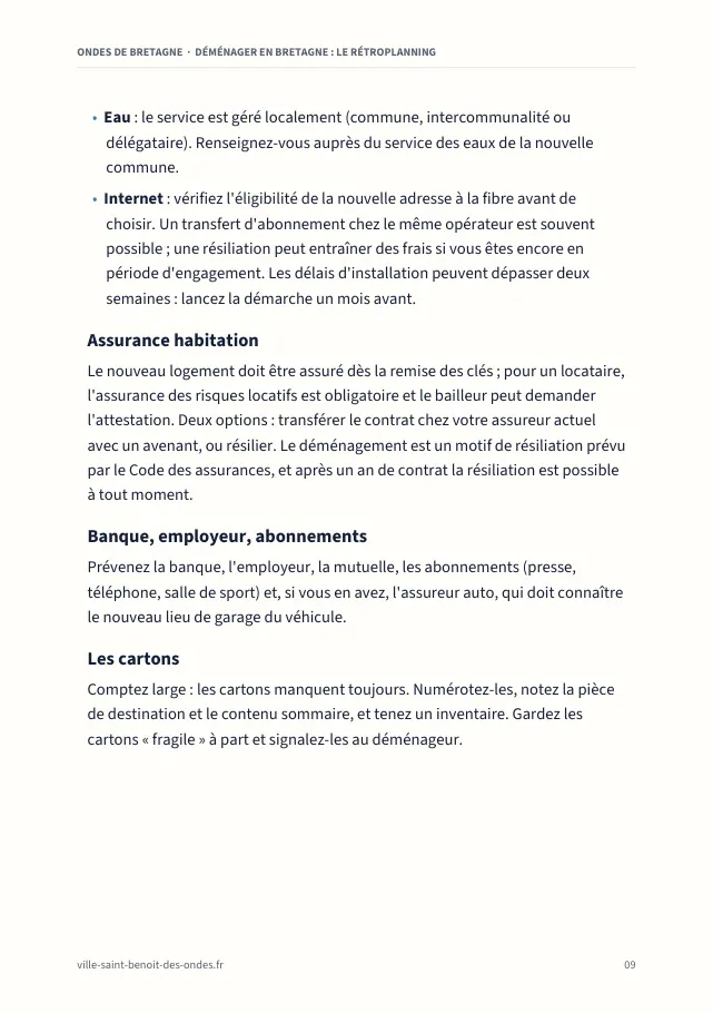 Aperçu de la page 9 de l'ebook Déménager en Bretagne : le rétroplanning