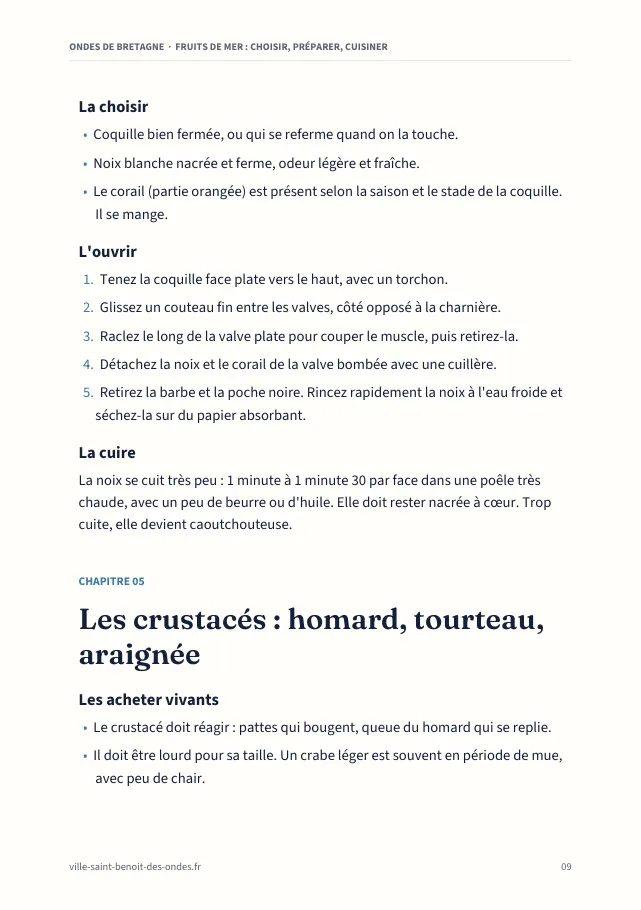 Aperçu de la page 9 de l'ebook Fruits de mer : choisir, préparer, cuisiner