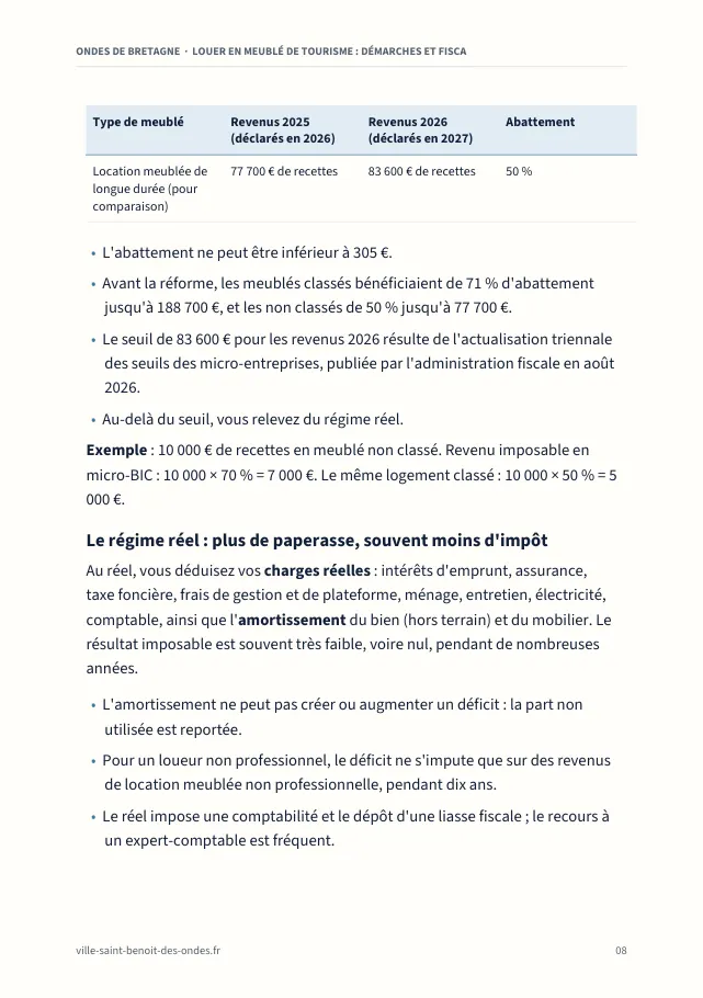 Aperçu de la page 8 de l'ebook Louer en meublé de tourisme : démarches et fiscalité