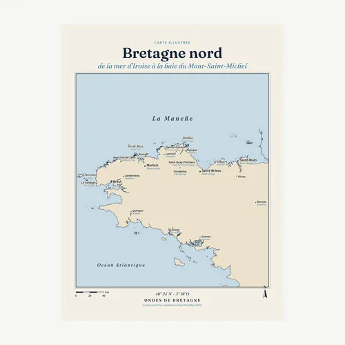 Affiche carte de la Bretagne nord