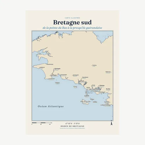 Affiche carte de la Bretagne sud