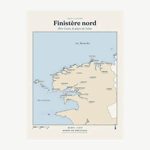 Affiche carte du Finistère nord