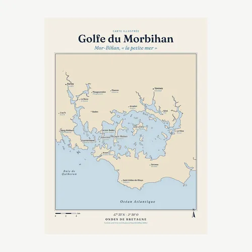Affiche carte du golfe du Morbihan