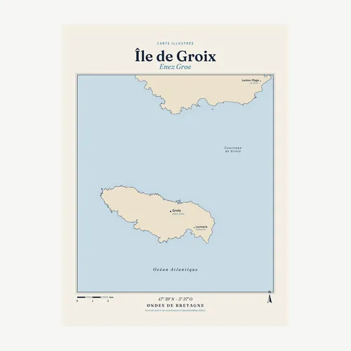Affiche carte de l'île de Groix