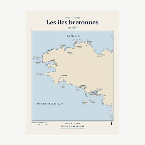 Affiche carte des îles bretonnes