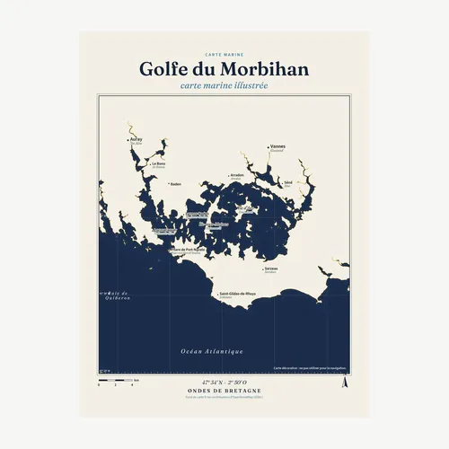 Affiche carte marine du golfe du Morbihan