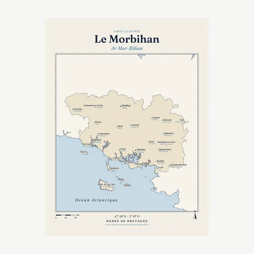 Affiche carte du Morbihan