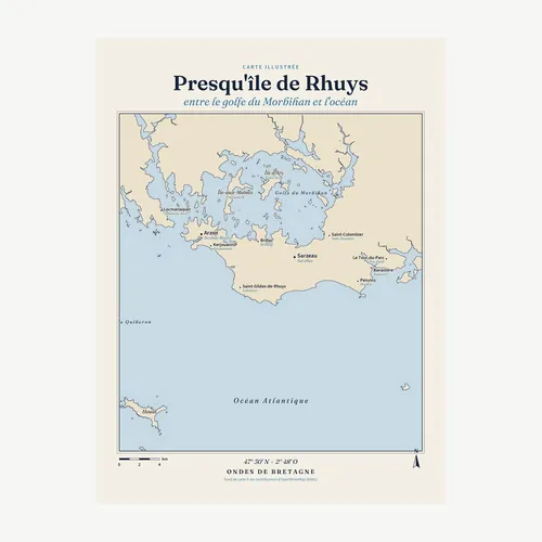 Affiche carte de la presqu'île de Rhuys
