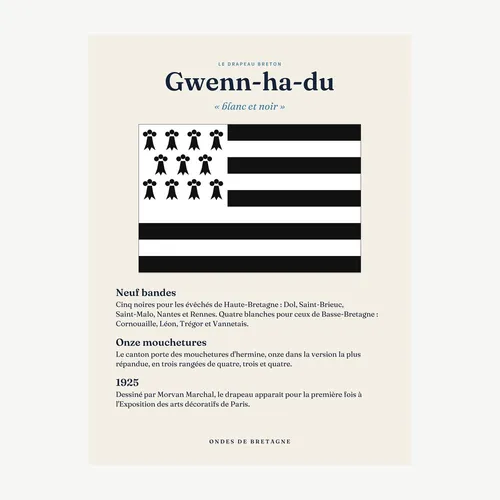 Affiche Gwenn-ha-du, le drapeau breton expliqué